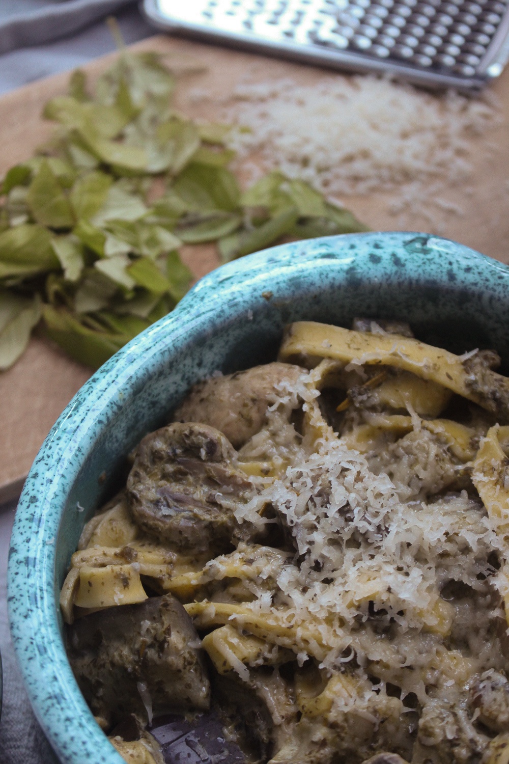 Pasta med champignon og aubergine - en hverdagsfavorit